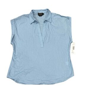 Pendleton NWT Blue Relaxed Cotton Popover Dolman Sleeve Top Shirt Size M